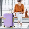 Hardshell Luggage Sets 3 Pieces Contrast Color Suitcase With Spinner Wheels And Tsa Lock 20" 24" 28" Available - Purple - Image 2