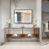 40*30" LED Bathroom Beveled Mirror, 3000 - 6000K Gradient Front And Backlit LED Mirror For Bathroom, 3 Colors Dimmable, Ip54 Enhanced Anti - Fog, Hanging Plates Wall Mount Lighted Mirror - Gray - Image 10