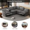 Power Recliner Corner Sofa Home Theater Reclining Sofa Sectional Couches With Storage Box, Cup Holders, USB Ports And Power Socket For Living Room - Dark Gray - Image 8