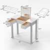 Vanity Table With LED Lights, Flip-Top Mirror And 2 Drawers, Jewelry Storage - Chic White - Image 4