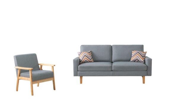 Bahamas - Linen Sofa And Chair Set With 2 Throw Pillows (Set of 2) - Gray