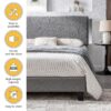 Queen Size Upholstered Platform Bed Frame, Wood Slat Support - Gray - Image 4