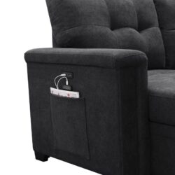 Kinsley - Sleeper Sectional Sofa Chaise With USB Charger And Tablet Pocket - Dark Gray
