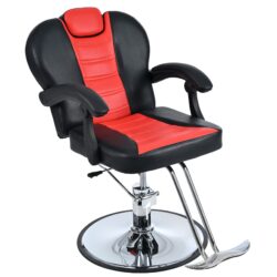 Classic Reclining Barber Chair Salon Chair For Hair Stylist With Heavy Duty Hydraulic Pump, 360° Rotation, Tattoo Chair Shampoo Beauty Salon Equipment, Max Load Weight 330 Lbs - Red / Black