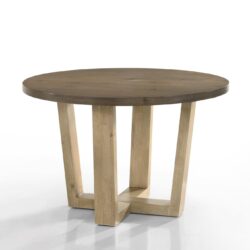 Brutus - Contemporary Round Dining Table With Wheat Colored Base - Vintage Walnut