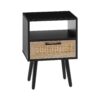 15.75" Rattan End Table With Drawer And Solid Wood Legs, Modern Nightstand, Side Table For Living Room, Bedroom - Black - Image 7