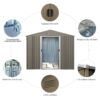 8Ft x 6Ft Outdoor Metal Storage Shed With Floor Base (SKU: W540S00012) - Gray - Image 5