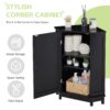 Bathroom Cabinet Triangle Corner Storage Cabinet With Adjustable Shelf Modern Style - Black - Image 5