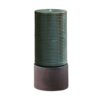 Tall Large Modern Cylinder Ribbed Tower Water Fountain With Rustic Base, Contemporary Antique Green Copper Outdoor Bird Feeder / Bath Cement Fountain - Antique Green - Image 2