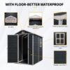Resin Outdoor Storage Shed Kit Perfect To Store, Patio Furniture - Black - Image 5