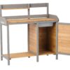 Outdoor Potting - Bench, Workstation Table With Cabinet For Backyard Garden Supplies - Brown / Gray - Image 13