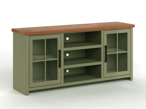 Vineyard - 67" TV Stand Console For TVs Up To 80" - Sage Green And Fruitwood