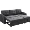 Mabel - Woven Fabric Sleeper Sectional With Cupholder, USB Charging Port nd Pocket - Dark Gray - Image 2