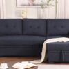 Lucca II - Woven Fabric Reversible Sleeper Sectional Sofa With Storage Chaise and Pocket Coil Seating - Dark Gray - Image 8