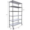 84" x 48" x 20" 6 Tier 6000Lbs Capacity Nsf Metal Shelf Wire Shelving Unit, Heavy Duty Adjustable Storage Rack With Wheels & Shelf Liners For Commercial Grade Utility Steel Storage Rack - Black - Image 13