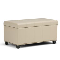 Amelia - Storage Ottoman Bench - Satin Cream