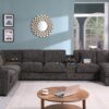 Celine - Chenille Fabric Corner Sectional Sofa With Right Facing Chaise, Cupholders, And Charging Ports - Gray - Image 7