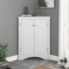Triangle Bathroom Storage Cabinet With Adjustable Shelves, Freestanding Floor Cabinet For Home Kitchen - White - Image 7