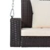 2 Person Wicker Hanging Porch Swing With Chains, Cushion, Pillow, Rattan Swing Bench For Garden, Backyard - Brown / Beige - Image 21