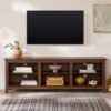 Modern Transitional 3 Shelf Open Storage 70" TV Stand For 80" TVs - Dark Walnut - Image 3