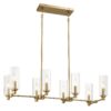 Willow - 8 Lights Island With Clear Ribbed Pendant Lamp Satin - Antique Brass / Clear / Gold - Image 2
