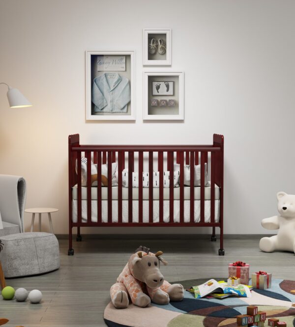 Crib 3 In 1 Convertible, Made Of Sustainable Pinewood, Non Toxic Finish, Comes With Locking Wheels, Wooden Nursery Furniture - Espresso