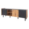 Mid Century TV Stand With 3 Cabinets, Media Console Table For Tvs Up To 70'', Entertainment Center With Storage For Living Room - Black / Brown - Image 13
