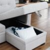Destiny - Linen Reversible Sleeper Sectional Sofa With Storage Chaise - Light Gray - Image 6