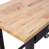 Work Bench, Workbench With Drawer Storage, Heavy Duty Bamboo Wood Work Table With Wheels For Garage Home Office - Black / Light Brown - Image 7