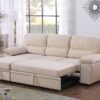 Kipling - Velvet Fabric Reversible Sleeper Sectional Sofa Chaise - Beige - Image 11
