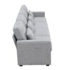 4 Seater Modern Linen Sofa With Armrest Pockets And 4 Pillows, Minimalist Style Couch - Light Gray - Image 6