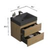Alice - U090-Alice24W-106 Natural Oak Bathroom Vanity With Sink, Large Storage Wall Mounted Floating Bathroom Vanity For Modern Bathroom, One-Piece Black Sink Basin Without Drain - Light Oak - Image 8
