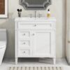 Bathroom Vanity & Top Sink, Modern Bathroom Storage Cabinet, 2 Drawers And A Tip-Out Drawer, Single Sink Bathroom Vanity - White - Image 4