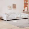 Twin Size Upholstered Daybed, Sherpa Fabric Sofabed With Cloud-Shaped Backrest, No Box - Spring Needed - White - Image 3