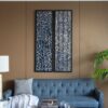 Rectangular Shaped Rice Paper Shadow Box Decor Wall Art, Transitional Style Wall Decor (Set of 2) - White / Blue - Image 4