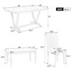 6 Piece Dining Table Modern Style With 4 Chairs & 1 Bench, Table With Marbled Veneers Tabletop And V-Shaped Table Legs - White - Image 3