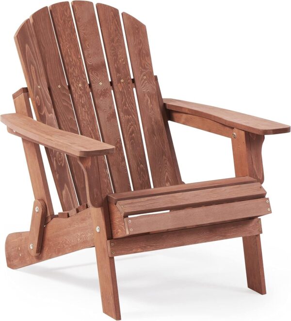 Oversize Outdoor Folding Adirondack Chair, Patio Chair For Garden Backyard Porch Pool Deck Firepit - Coffee