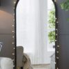 Hand Carved Rose Antique Mirror Frame, Large Arch Mirror Wall Decor For Living Room, Bathroom, Entryway - Black - Image 11