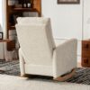 Accent Rocking Chair & Footrest High Back Rubber Wood Rocking Legs Bedroom Living Space - Beige - Image 10