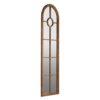 Half Round Elongated Mirror With Decorative Window Look Classic Architecture Style Solid Fir Wood Interior Decor - Brown - Image 7