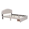 Queen Size Upholstered Platform Bed With Drawer - Beige - Image 11