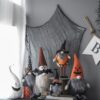 Standing Gnome With Gnome & Holding Banner, For Halloween Decor (Set of 2) - Black / Orange / White - Image 11