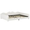 Full Size Upholstered Daybed, Sherpa Fabric Sofabed With Cloud-Shaped Backrest, No Box - Spring Needed - White - Image 4