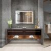 40*30" LED Bathroom Beveled Mirror, 3000 - 6000K Gradient Front And Backlit LED Mirror For Bathroom, 3 Colors Dimmable, Ip54 Enhanced Anti - Fog, Hanging Plates Wall Mount Lighted Mirror - Gray - Image 8