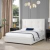 Miramar - Queen Cushion Back Headboard Platform Bed Frame - Antique White - Image 8