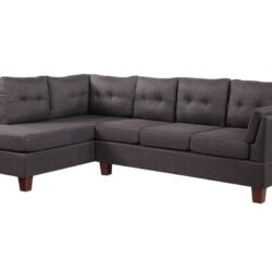 Dalia - Linen Modern Sectional Sofa With Left Facing Chaise - Dark Gray