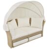 Outdoor Patio Daybed Wicker Rattan Double Daybed Round Sofa Furniture Set With Retractable Canopy, 4 Pillows For Lawn Garden Backyard Porch Pool - Beige - Image 20