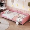 Twin Size Upholstered Daybed, Sherpa Fabric Sofabed With Cloud-Shaped Backrest, No Box - Spring Needed - Pink - Image 5