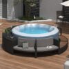 Spa Surround Spa Frame Patio Rattan Sofa Set With Storage Spaces, Mini Sofa And Comfortable Cushion For Patio, Backyard - Gray - Image 3