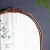 Hand Carved Rose Antique Mirror Frame, Large Arch Mirror Wall Decor For Living Room, Bathroom, Entryway - Brown - Image 6